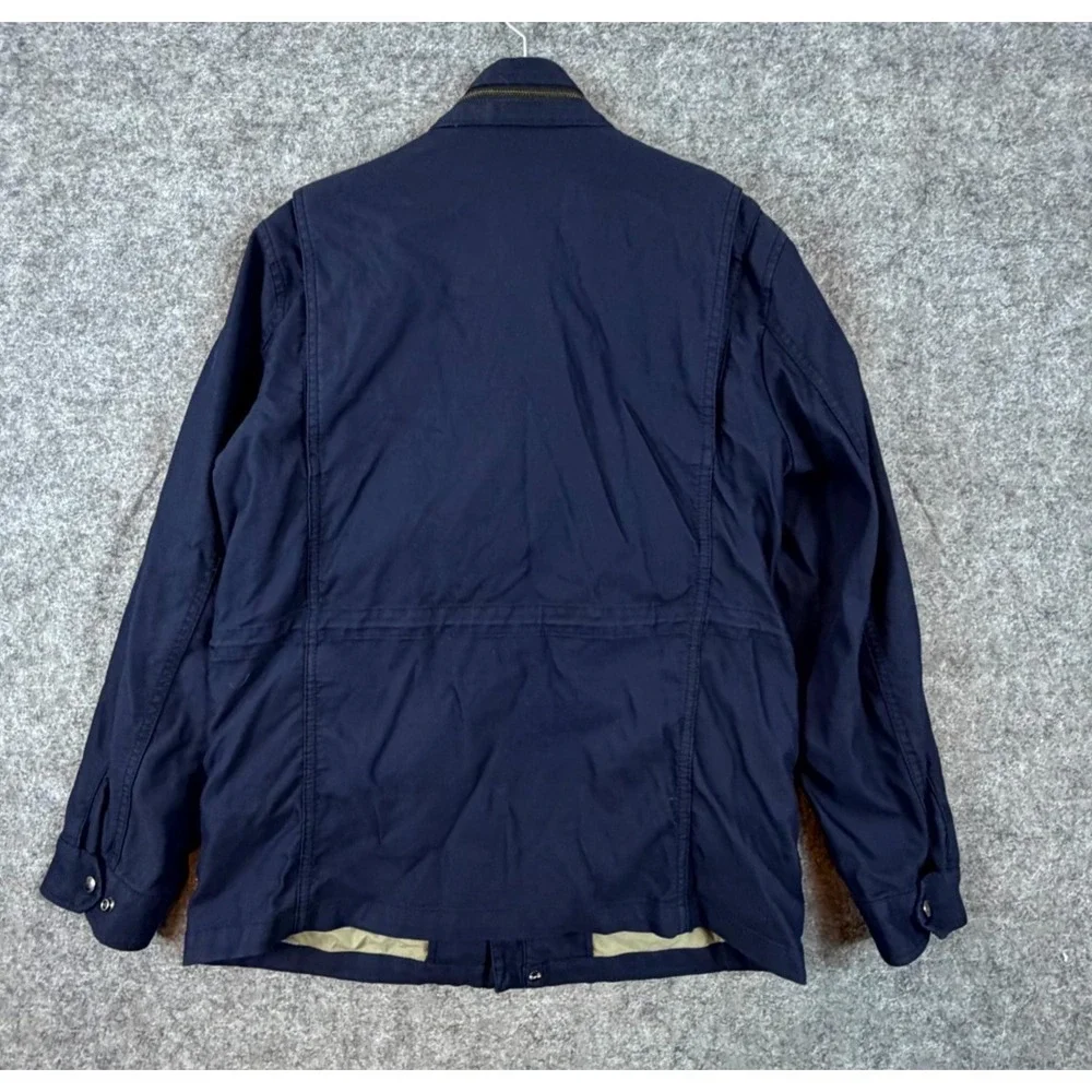 Banana Republic Field Jacket Mens L Blue Water Repellent Outerwear Hidden Hood